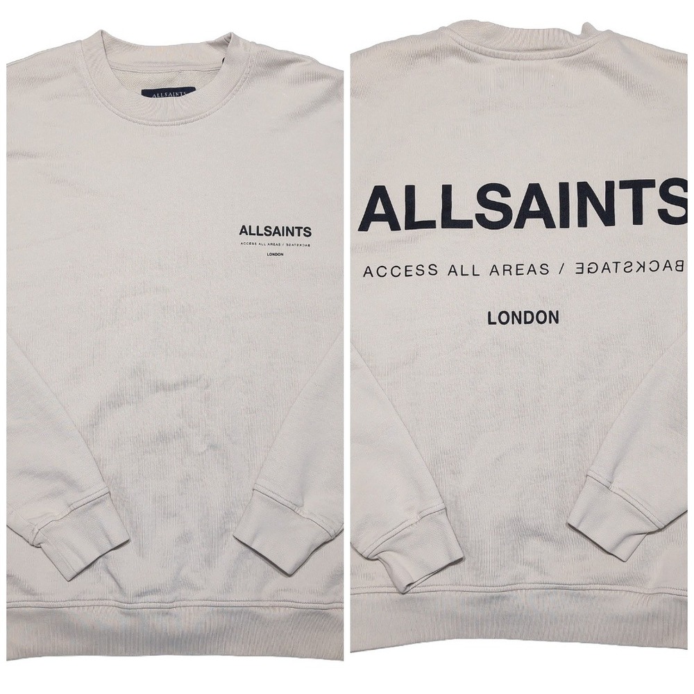 ALLSAINTS Access Crew Sweatshirt Mens Small Beige Excellent Logo Pullover